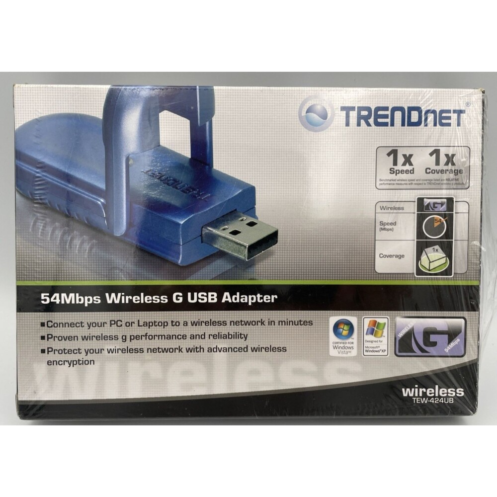 Trendnet TEW-424UB 54Mbps Wireless G USB 2.0 Network Adapter  Vintage Open Box